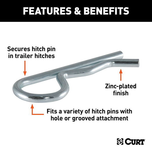 CURT Hitch Pin and Clip - 5/8 IN hitch pin with clip